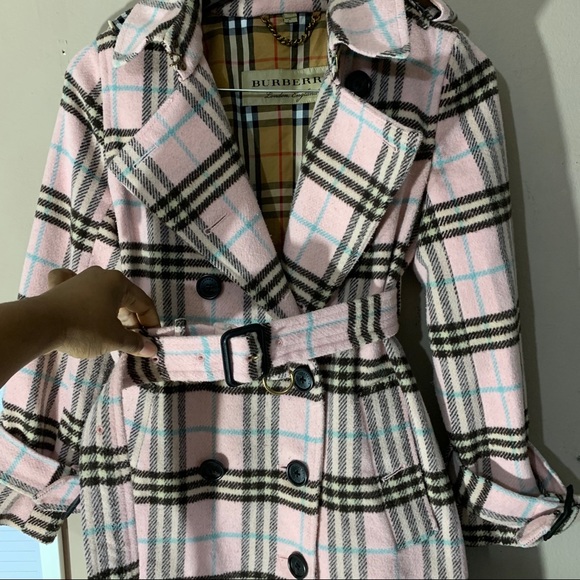 SOLD Burberry Wool Coat Pink Plaid Nova Check - Picture 5 of 14
